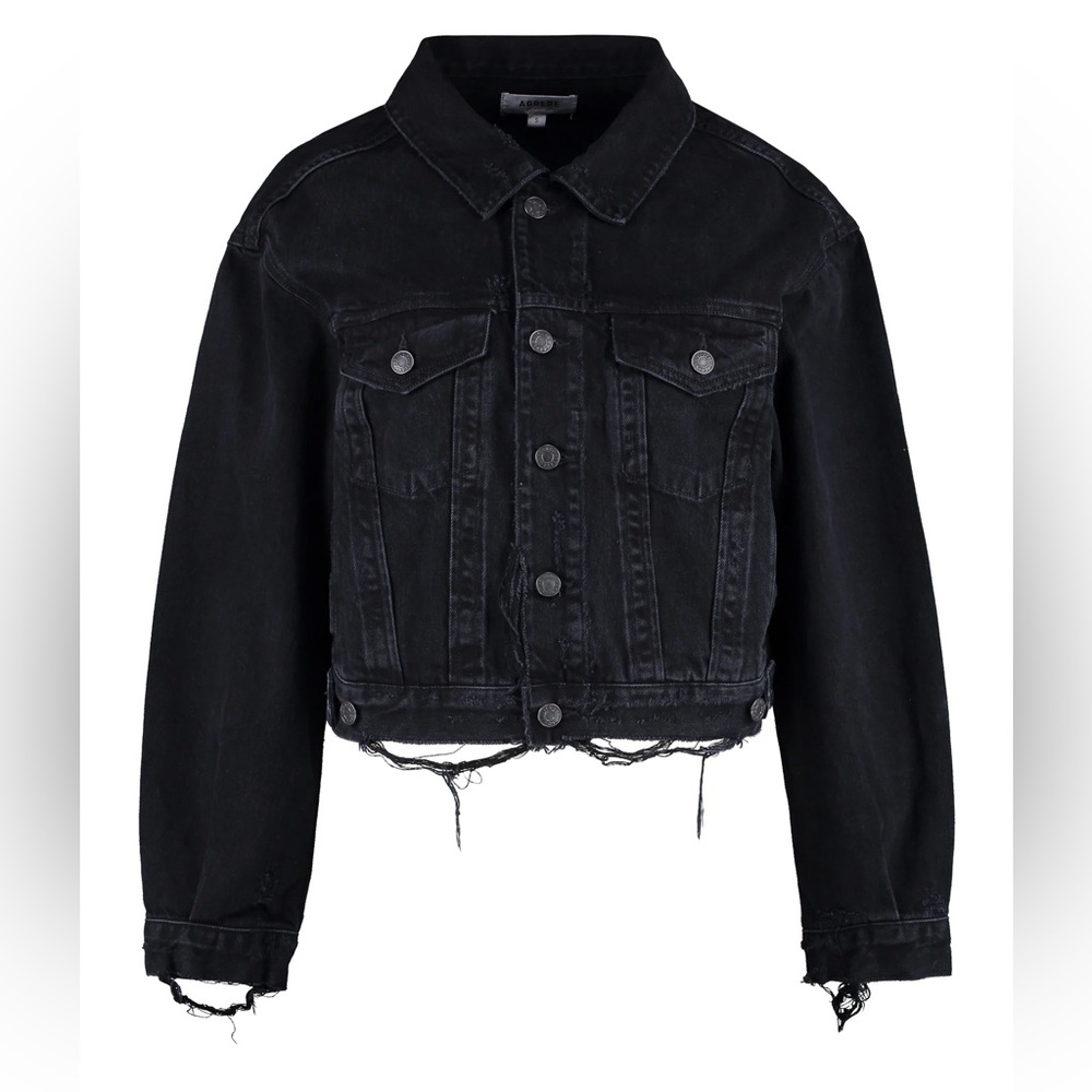 Agolde Shrunken Charli Denim Jean Jack in Distressed Black - Picture 2 of 10